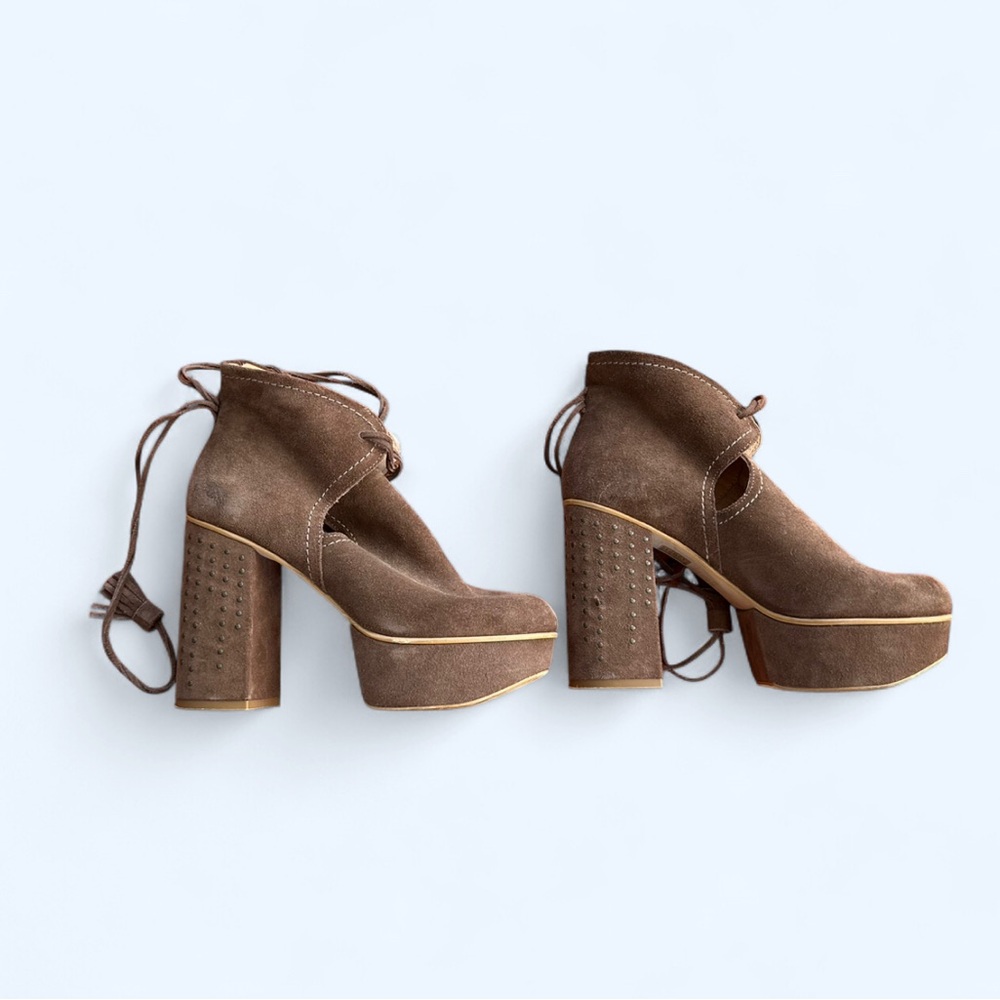 Free People Tan Suede Platform Heels
